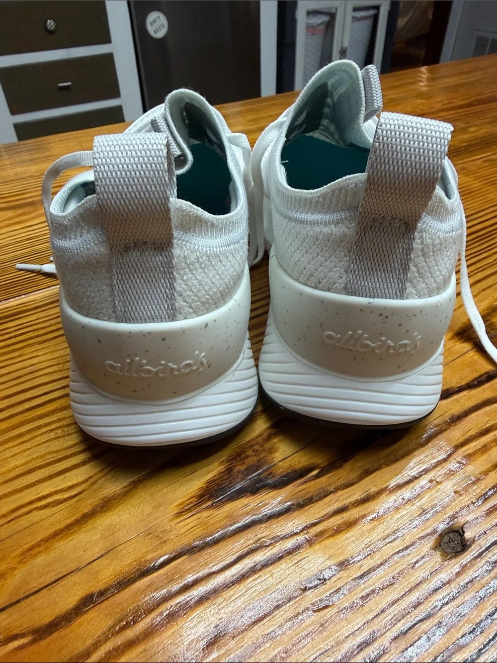 allbirds White Athletic Sneakers with Teal Eyelet Accents